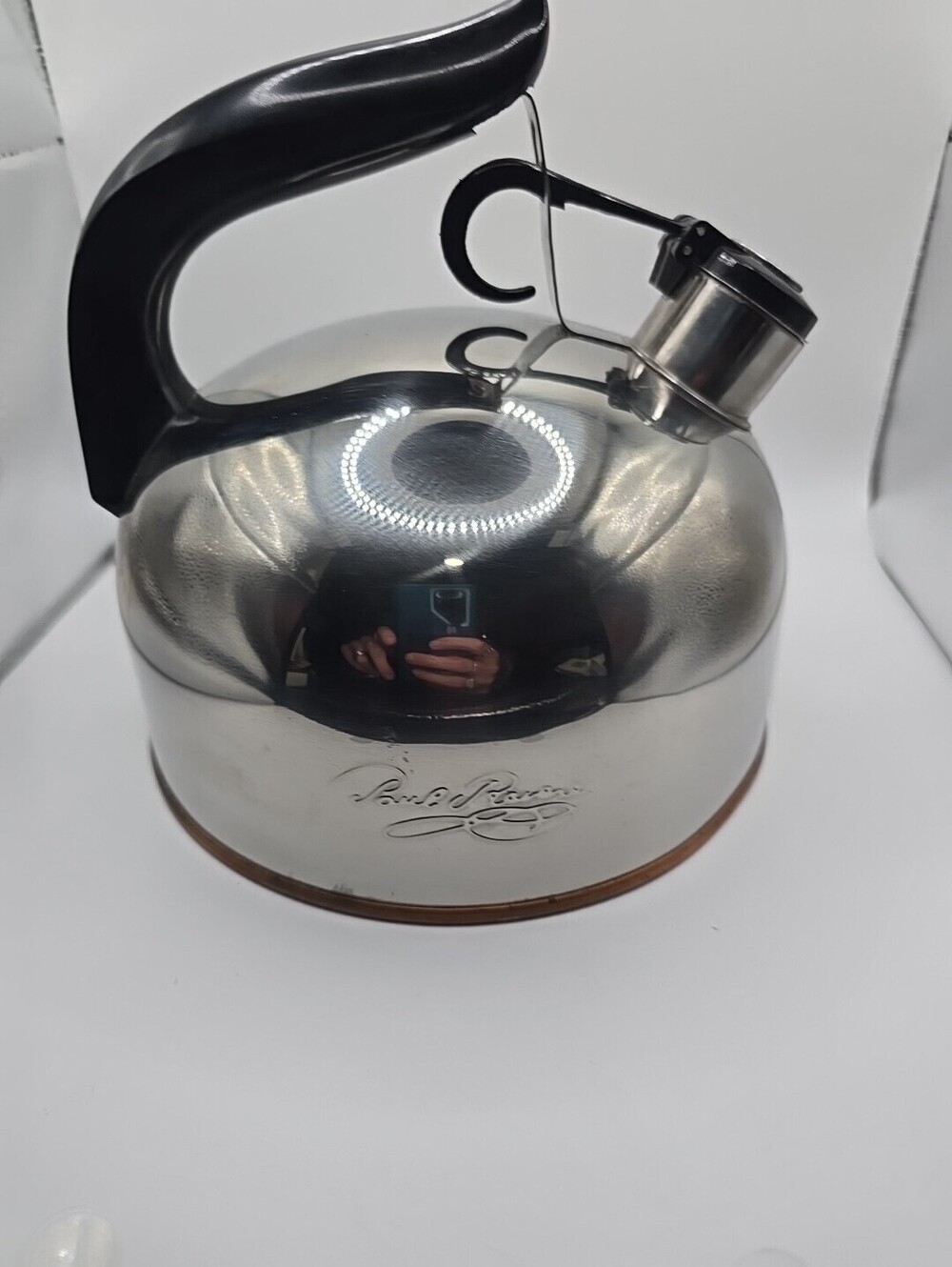 Vintage Whistling Tea Kettle Paul Revere Ware Copper Bottom CU13 J